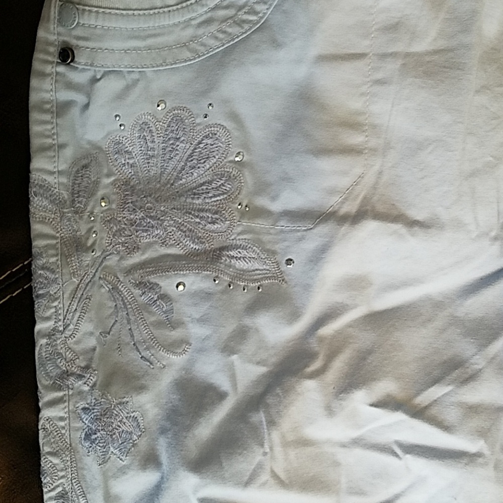 Gloria Vanderbilt Blue Embroidered Capris Size 12 - Picture 4 of 8